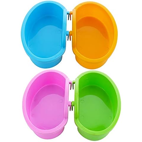 4 Pack Hamster Food Bowl - Anti-Turnover Fixable Bowl for Hamster Mice Rat Hedgehog and Small Pet ( Pink, Green, Blue and Orange ) Cover