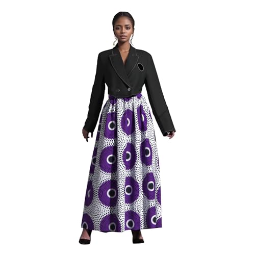 Women's Long High Waist Maxi Cotton African Skirt Ankara Print Matching Headwrap (no Necklace)2