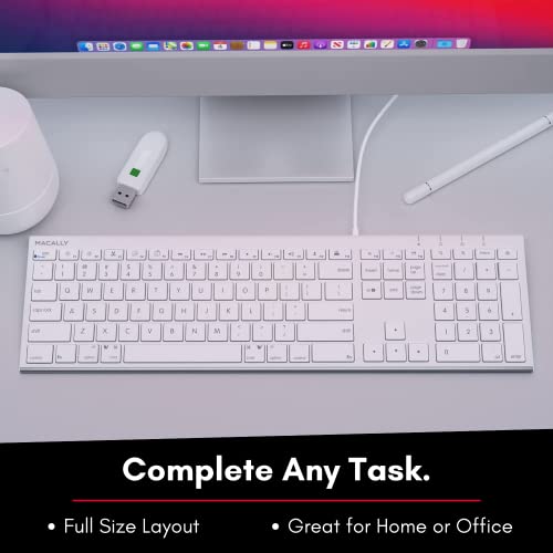 Macally Slim Usb Wired Keyboard For Mac And Windows - Simple And Sophisticated - Usb Apple Keyboard With Numeric Keypad For Mac Mini / Pro, Macbook, Imac With 110 Scissor Switch Keys And 20 Shortcuts #TOP5