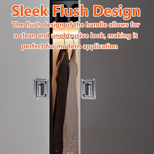 Image of Recessed Pull Handle, Heavy Duty Hatch Pull Handle Container Handle, Silver Zinc Alloy Flush Pull Handles for Toolbox, Deck Hatch, Drawer Access, 3.7 inchx2.4 inch