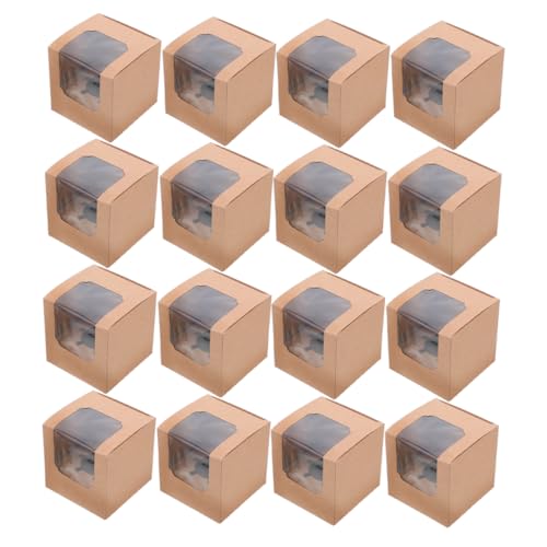 DECHOUS 40Pcs Kraft Cupcake Boxes with Window Individual Dessert Containers for Muffins and Treats for Weddings Parties and Special Events