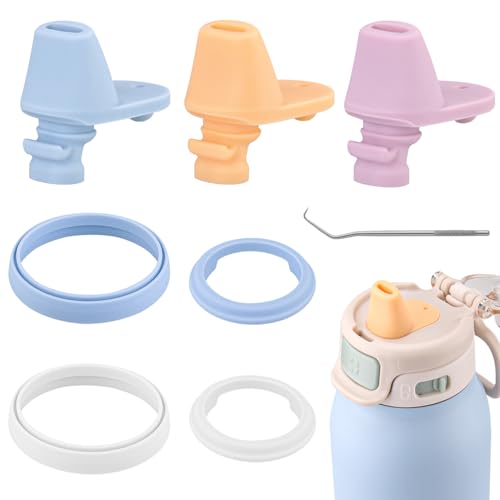 2 Sets ubber Seal Replacement for Ello Pop & Fill Stainless Steel Water Bottle3 pcs Water Bottle Mouthpiece for Ello Pop & Fill Water Bottlefor 22oz32oz40oz Ello Pop & Fill (8 Pink/Yellow/Blue)