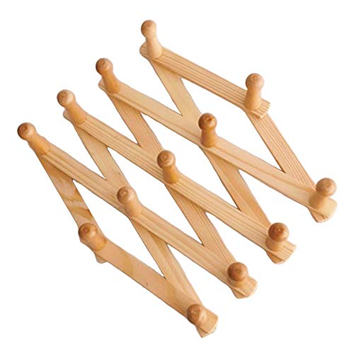 Perchero de pared de madera vintage de 40 cm, ampliable con ganchos para armario