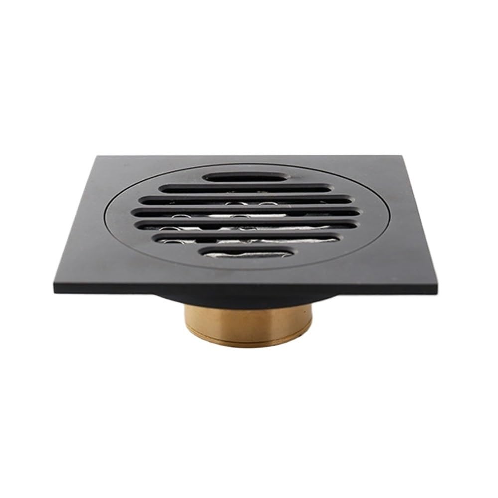 Sunrrafck Dark Gray 1Pc Anti-Odor Matte Black Bathtub Shower Drainer Floor 10Cm Brass Square Drain Waste Grate