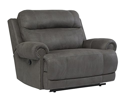 Signature Design by Ashley Clonmel Microfiber Extra Wide Manual Reclining Loveseat, Gray