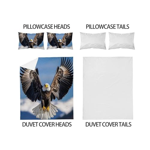 Housse de couette double 3D Le Faucon en microfibre douce avec 2 taies - 4