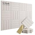 12 Pack Sound Proof Foam Panels for Walls, Self-Adhesive Acoustic Panels Sound Absorbing, 12" X 12" X 0.4" High Density Soundproof Wall Panels Tiles for Door, Ceiling, Home Office