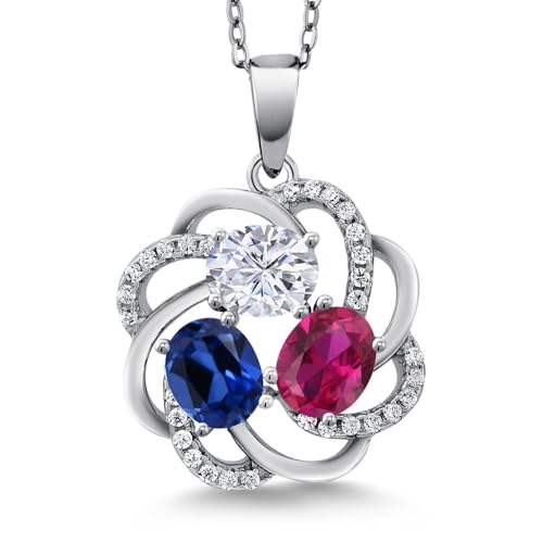 Customized Personalized Women's Necklace with 3 Gemstone...