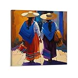 BLUDUG Mexican Wall Painting Oil Painting Art Poster of Mexican Women Canvas Painting Posters And Pr