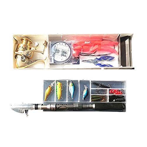 St.mary Conjunto de Pesca caa de Pescar telescpica combinacin de Carrete Giratorio Lnea de Pesca Gancho de Cebo Paquete de Accesorios Conjunto Principiante (2.1m)