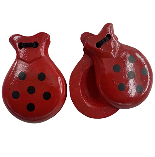 Carnavalife HTS Holz-Kastagnette rote Punkte