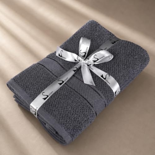 Image of SENSES By Riba Cotton Towels for Bath 550 GSM - Charcoal, 1 Pc | Super Soft, Large Size, Absorbent, Lightweight, Antimicrobial, Low Linting