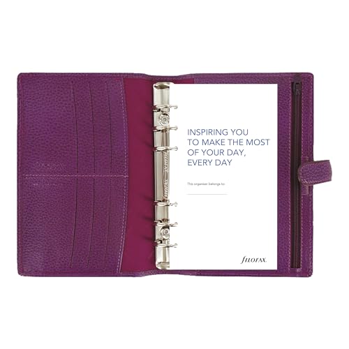 Filofax Finsbury Organizer, Personal Size, Raspberry - Traditional Grained Leather, Six Rings, Week-to-View Insert, Multilingual (C025305) by Filofax - Image 3
