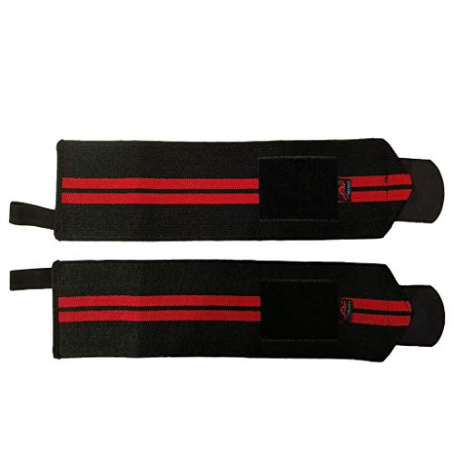 ZERIRA Professional Wrist Wraps with Thumb Loops for Sports Weightlifting Fitness Training Horizontal Bar Booster Protective Gear Bodybuilding Wristband (Black-Red)