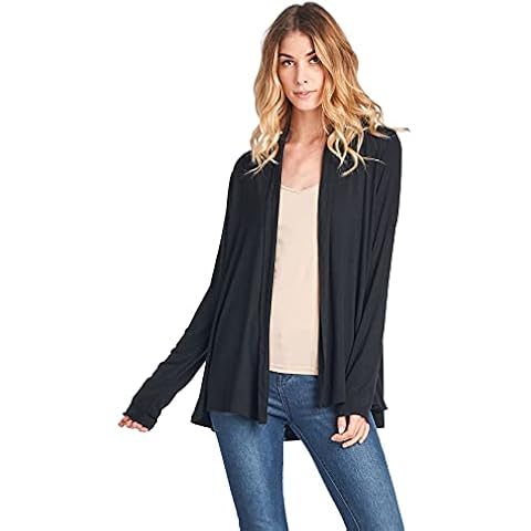 Women Casual Open Front Long Sleeve Lightweight Softest Viscose Made from Bamboo Cardigan (X-Large, Black) Cover