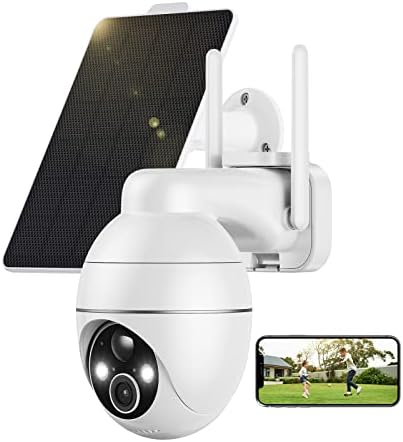 TKENPRO 2K Security Cameras Wireless Outdoor with Ultra HD Spotlight Color Night Vision, Solar Security Camera Outdoor with PIR Detection, Pan Tilt, 4X Digital Zoom, 2.4GHZ Wi-Fi, IP65 Waterproof