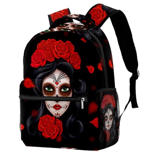 Sac à dos Dia De Los Muerto Skull Girl grand format école et voyage fille