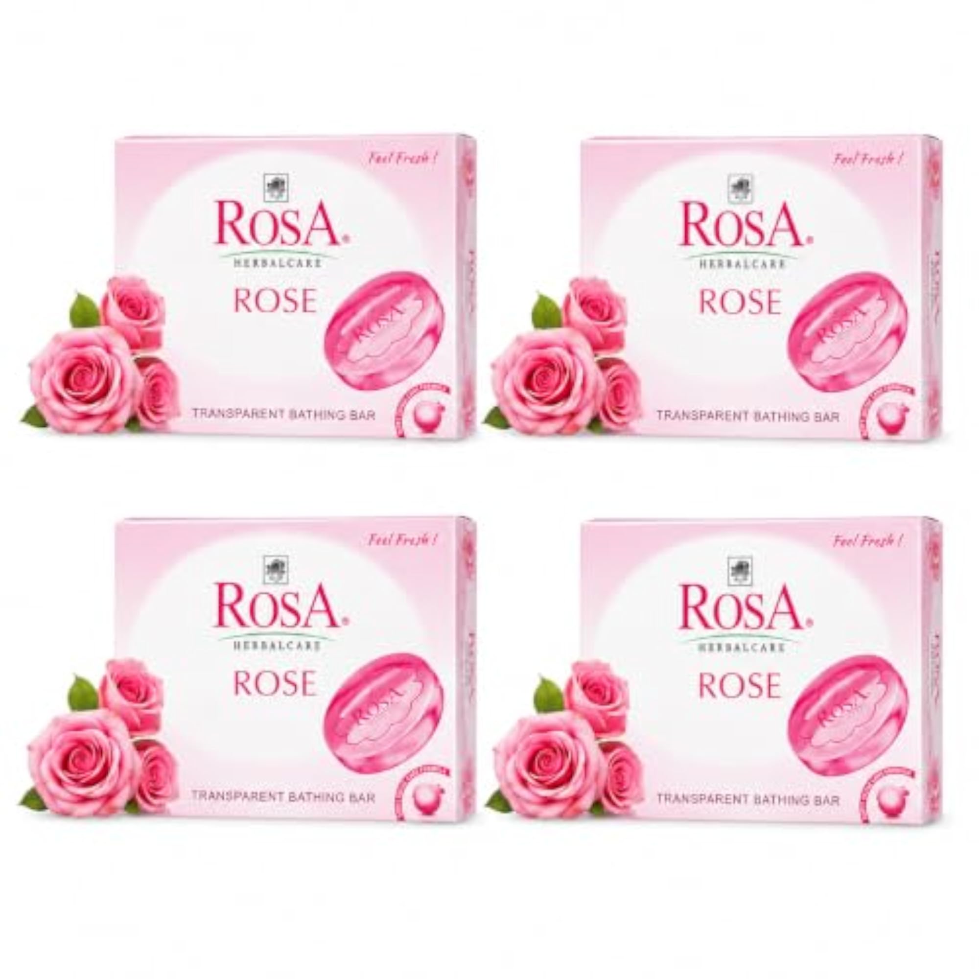 Transparent Rose Soap for Men and Women, 100g, Pack of 4
