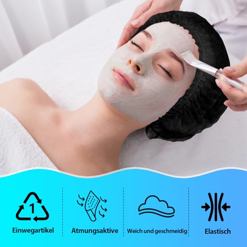 EOGRFW 100 Stück Haarnetz,51 cm Einwegstoff Einweg Haarnetze,Einweghauben mit elastischem Band,OP Hauben Damen/Herren,Haarnetz Einweg für Männer Frauen Hair Cover(Schwarz)