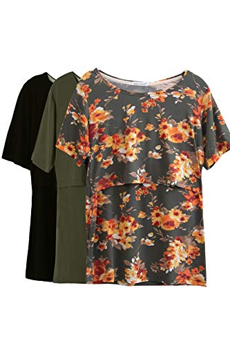 Image of Smallshow Women's Maternity Nursing Tops Short Sleeve Breastfeeding Clothes