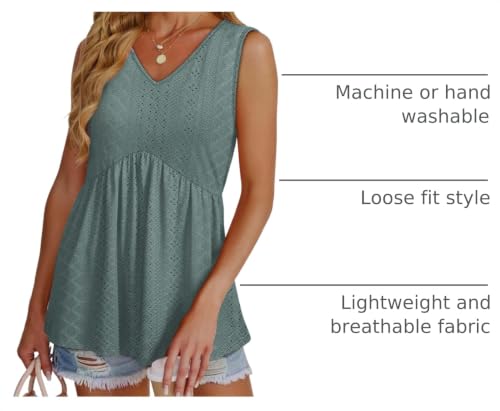 Image of OFEEFAN Womens Tank Tops 2025 Flowy Peplum Tops for Women Dressy Sleeveless V Neck Babydoll Tank Tops