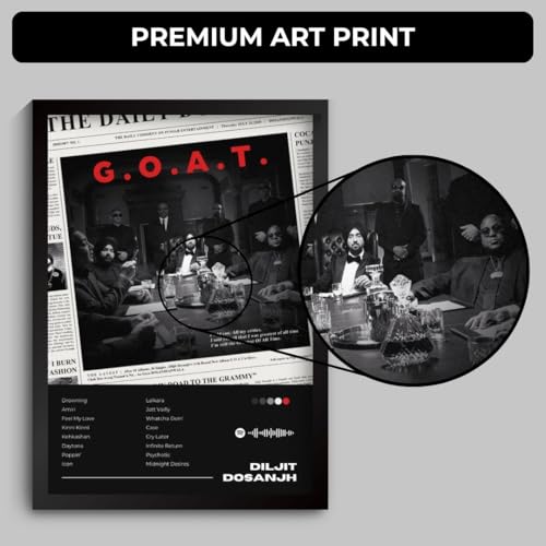 Image of Funk You Store Diljit Dosanjh Poster | Framed A4 Poster of Punjabi Singer Diljit Dosanjh's GOAT | GOAT Album Cover | Sleek Aesthetic Frame for Wall, Room Decor, Gifting, Study Table (F 154)