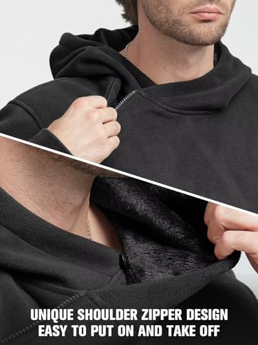 FREE SOLDIER Men's Tactical Winter Fleece Pullover Hoodie Warm Long Fleece lined Hooded Sweatshirt3