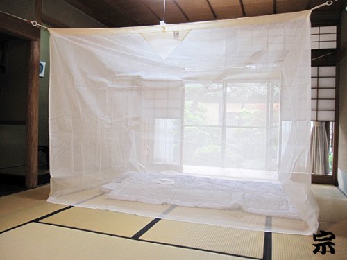 Amazon.co.jp: 日本製 奈良の特産 国産蚊帳 片麻 6帖用(6畳用) 生成り