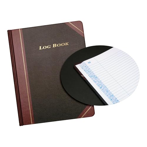 Adams Log Book 8.13 x 10.38 Inches Black Covers with Maroon Spine 150 Pages (ARB810L15)