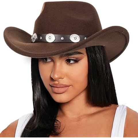 Western Outback Felt Cowboy Hat for Women Cowgirls Fedora Gus Hat Rodeo 22"-22.75" fit for M/L Cover