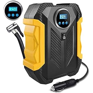 Enocos Portable Tyre Inflator Pump, DC 12V Car Tire Air Compressor, Auto Shut Off Feature, Digital LCD Display…