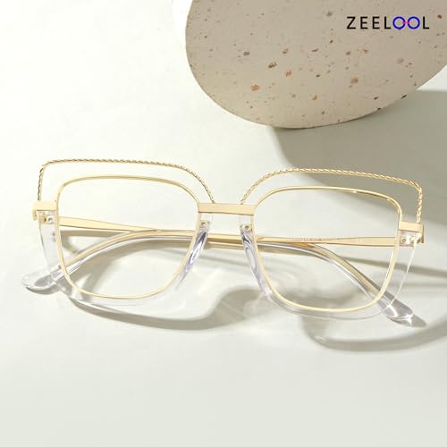 Image of Zeelool Stylish Oversize Cat Eye Glasses Frame for Women with Non-prescription Clear Ornella ZJGX370408-03 Crystal