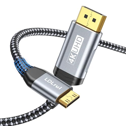 LDLrui Cable DisplayPort a Mini HDMI de 3.3 pies (nailon resistente a la flexión), soporta 4K @30Hz, 2K @120Hz Video UHD, para AMD, NVIDIA, KYY, ARZOPA, VILVA, MNN, monitor portátil