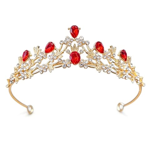 Casoty Red Tiara Crowns for Women Girls Sparkling Rhinestone Tiara Princess Crown Bridal for Wedding Birthday Prom Quinceanera Halloween Christmas Party Hair Accessories
