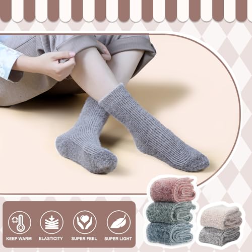 Image of SISOSOCK 5 Pairs Fuzzy Soft Cozy Comfortable Socks for Women, Casual Sleep Comfy Socks, Perfect Warm Winter Gifts for Women