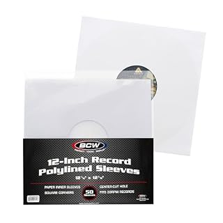 BCW 12-Inch Vinyl LP Record Sleeves – 50 Pack | White Polylined Inner Protective Sleeves with Center Hole for Vinyl Records | Acid-Free, Scratch Resistant | Ideal for DJs and Collectors - Les Beatles, Paul McCartney, John Lennon, RIngo Starr, George Harrison