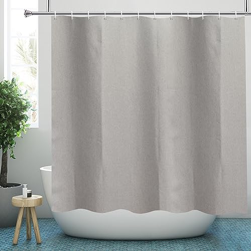 YISURE Grey Linen Textured Shower Curtain