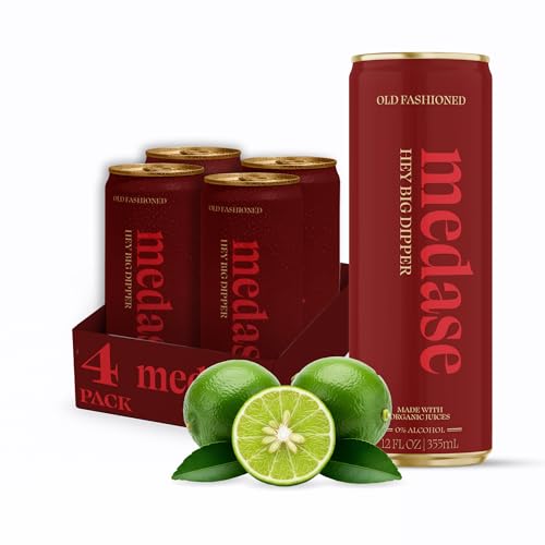 MEDASE Old Fashioned "Hey Big Dipper" Non-Alcoholic Mocktail (12oz 4 Pack) Authentic Taste, Healthy Drink, Alcohol Free Beverage, Low Calorie, Gluten Free, Vegan, GMO Free