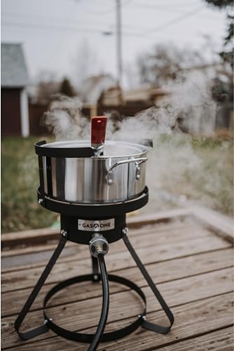 Gas One Aluminium-Fritteuse mit Korb, 10 QT Aluminium-Frittiertopf mit einfachem Griff, langlebige Outdoor-Fritteuse in Lebensmittelqualität mit perforiertem Siebkorb, ideal für Meeresfrüchte, Huhn – Bild 8