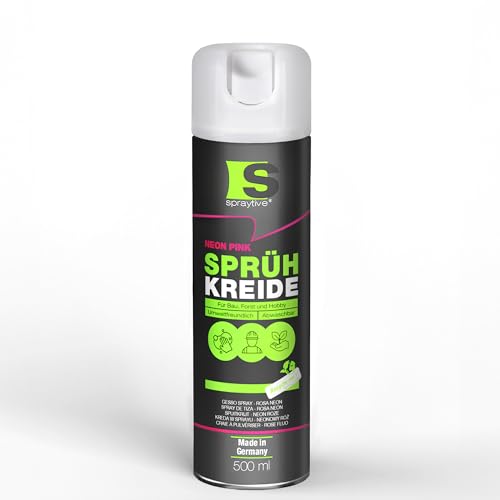 Spraytive 1 x 500ml Sprühkreide neon-pink - Abwaschbare leuchtende Kreidefarbe, Outdoor Kreidespray, Bodenmarkierung, Temporäres Markierungsspray, Farbspray für Asphalt, Gras, Beton