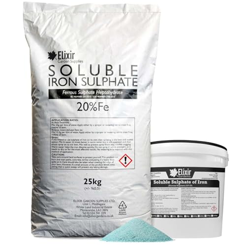 Elixir Gardens Soluble Sulphate of Iron Lawn Tonic (Ferrous Sulphate) | Iron Sulphate 20% Fe 25kg Bag | Makes 2000L of liquid feed