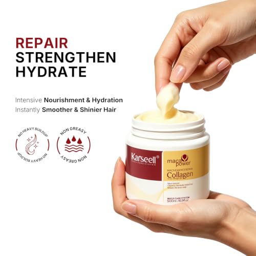 Miniatura 2 de Karseell Colágeno Mascarilla Pelo, Maca Esencia Reparación Profunda Aceite De Argán Mascarilla Capilar Para Seco Y Dañado El Cabello Todo Tipo De Cabellos 500ml
