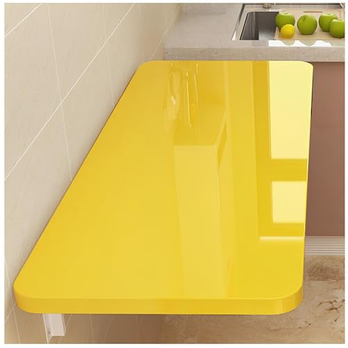 Bureau mural pliable gain de place table flottante jaune 60x40 - 2