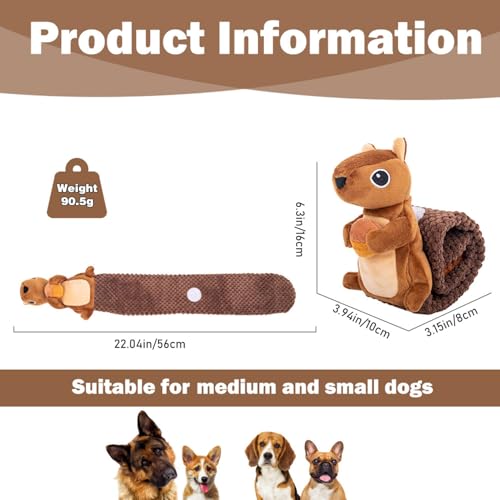 Eichhörnchen Hundespielzeug,Intelligenzspielzeug für Hunde,Quietschend Welpenspielzeug,Interaktives Hundespielzeug,Schnüffelspielzeug Hund,Puzzle Toys for Dogs,Herbst Hund Plüsch Kauspielzeug