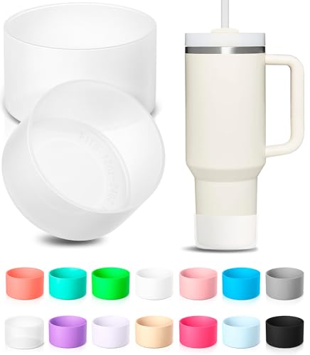 KTKUDY 2Pcs Silicone Boot for Stanley Quencher Tumbler 30 oz 40 oz & IceFlow 20 oz 30 oz & Fit Owala Freesip Water Bottle & Fit Hydro Flask & More - Cup Bottom Accessories Fit Stanley Cup Clear