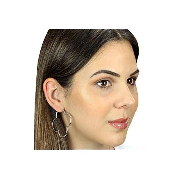 Plata musgo zarzillos de grandes flores Trébol brillante plata de ley 925 pendientes