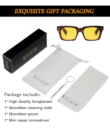 Image of EYLRIM Trendy Square Sunglasses for Men Women Square Frame Sun Glasses with Hammer Shaped Rivet Design