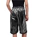 NATHGAM Girls Boys Metallic Shorts High Waist Straight Leg Y2k Dance Shorts Streetwear Kid Athletic Party Performance Outfits