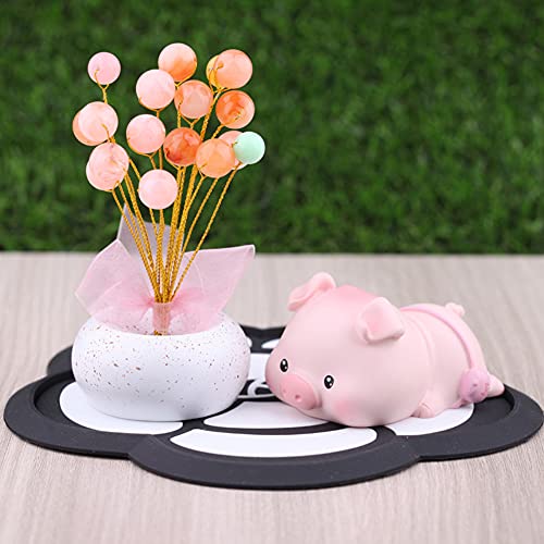Piggy Car Ornaments Toy Figures Bobble Shaking Head Pig Doll Animals Creative Resin Miniature Simulation Toy Decoration Accessories For Car Dashboard Home Desk Lying Pig #TOP6