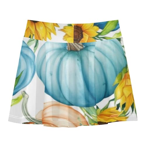 Joisal Tennis Skirts Kids Watercolor Pumpkinb Sunflowers Girls' Shorts Athletic Skorts Cute Comfy Little Girl 4t2